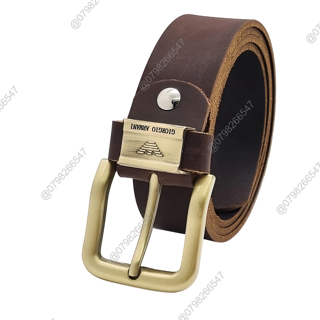 Dây lưng da bò thật DHM-122 | Dây nịt da bò sáp đầu khoá kim mạ đồng thời trang | Bảo hành 12 tháng