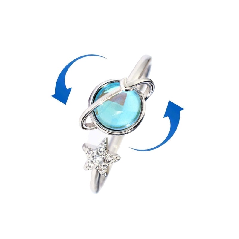 Nhẫn Thiết Kế Mở Hình Ngôi Sao Và Mặt Trăng Phong Cách Hàn Quốc