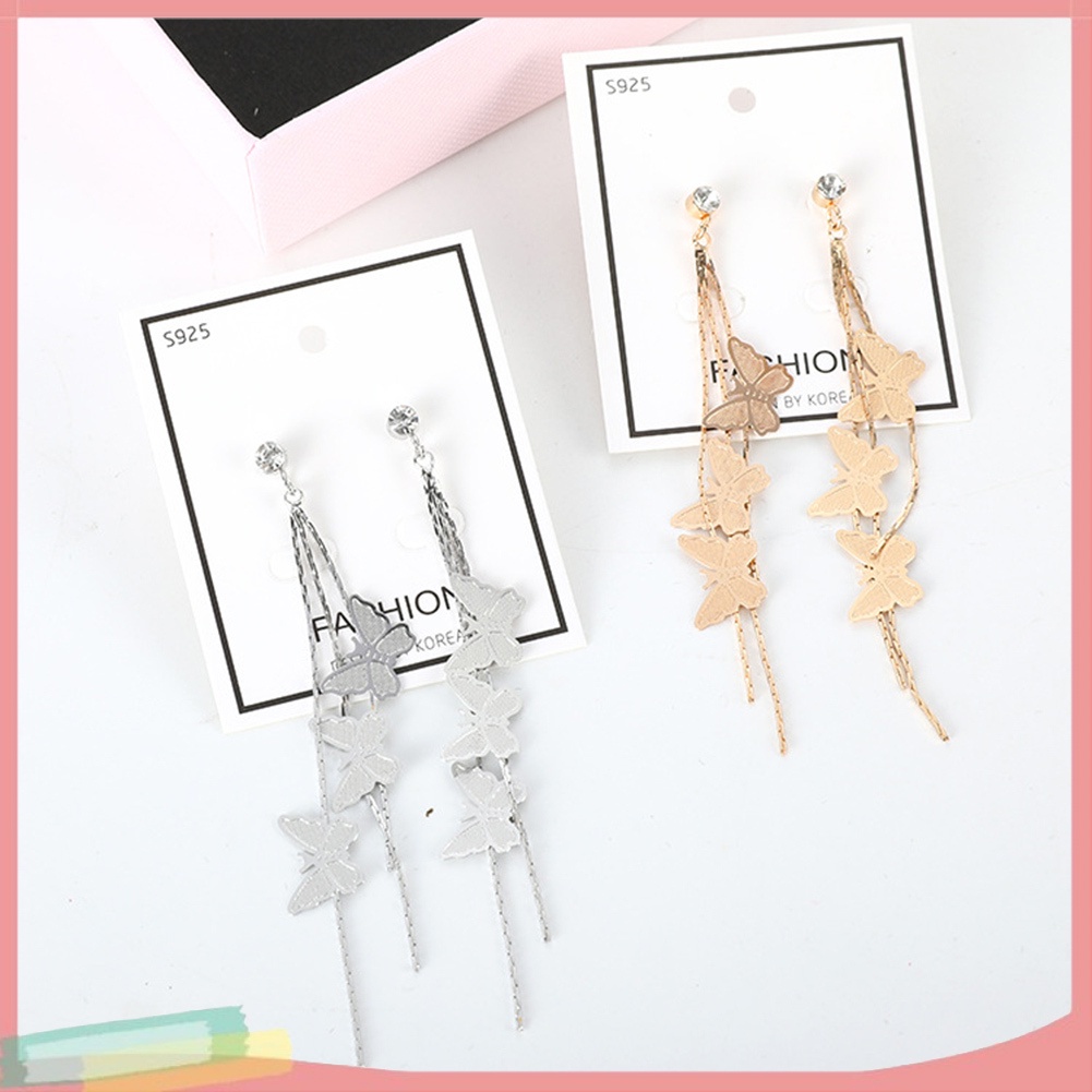 Khuyên tai dáng dài hình bươm bướm dành cho bạn nữ