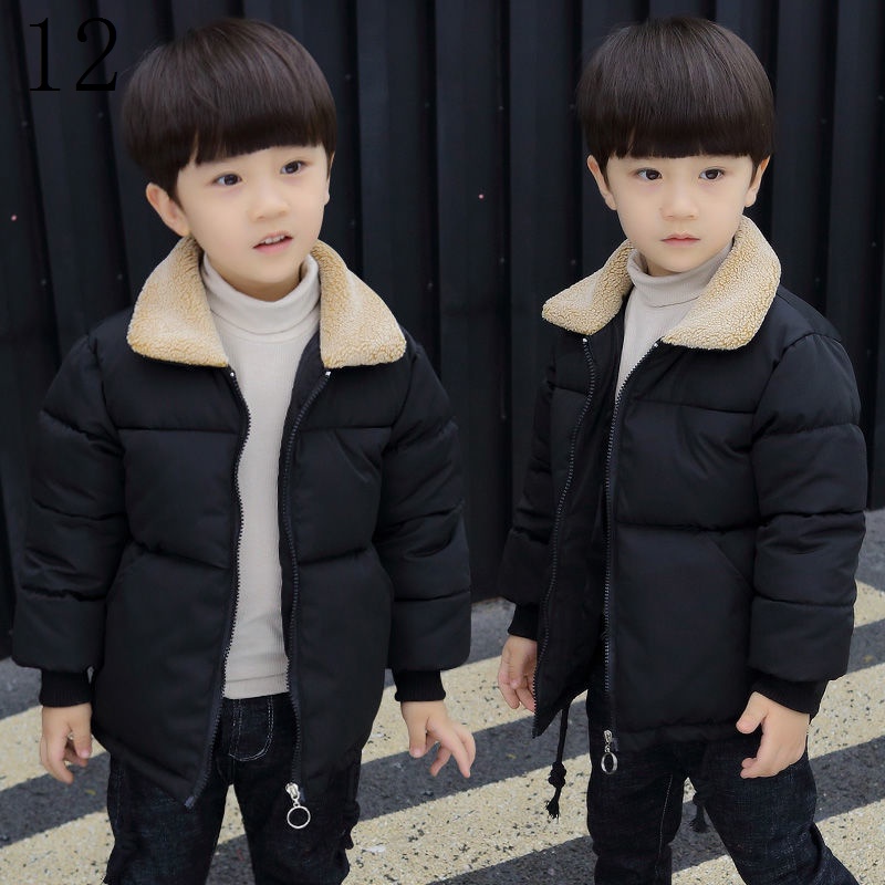 Áo Khoác Phao Đệm Cotton Dày Dặn Cổ Phối Lông Cho Bé Trai 7 8 9 5 12 4 Tuổi