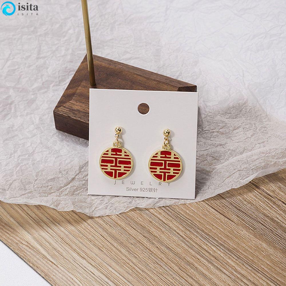 Hoa Tai Dáng Dài Hình Mèo May Mắn Thắt Nút Phong Cách Trung Hoa Cho Nữ