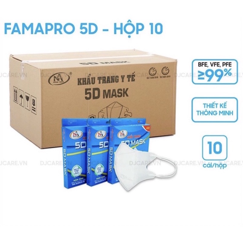 SỈ THÙNG 100 HỘP Khẩu Trang 5D mask FAMAPRO Công Ty Nam Anh Hàng Chính Hãng