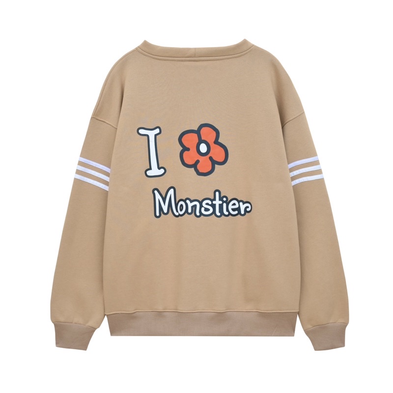 Áo Khoác Cardigan Thêu Chữ M & Hình In Dễ Thương Sau Áo - Monstier Oldschool Oversized Cardigan