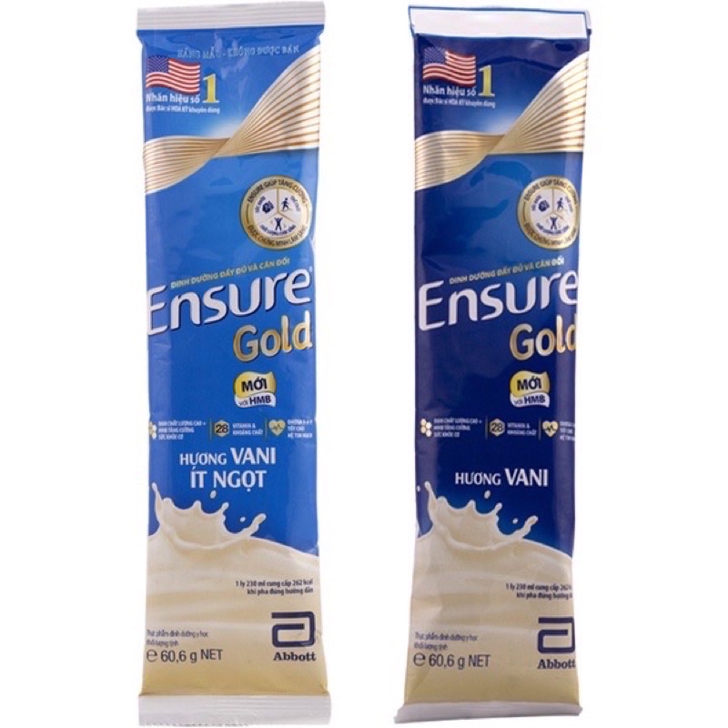 Ensure gói 60.6g hương Vani, Hạnh nhân, Cà phê, Lúa mạch