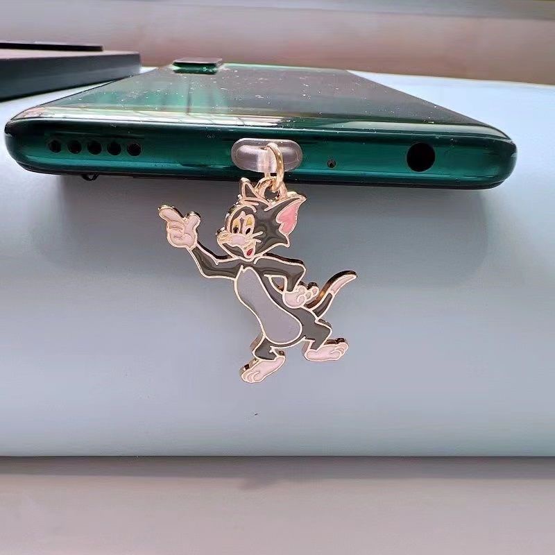 Nút Cắm Cổng Sạc / Tai Nghe Điện Thoại Chống Bụi Hình Mèo Và Chuột Hoạt Hình Dễ Thương Diy