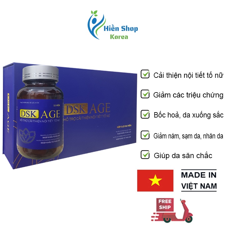 Viên uống nội tiết tố nữ DSK AGE giúp cân bằng nội tiết tố, giúp giảm nám, sạm da, nhăn da giúp da săn chắc