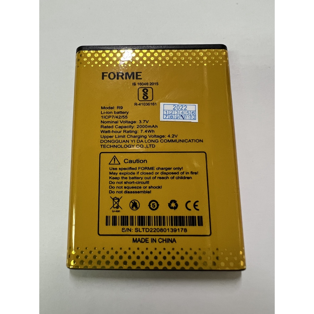 Pin Forme F6, dung lượng pin 2000mAh
