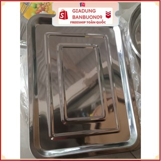 Khay inox chữ nhật cạn nhiều size - mâm inox chữ nhật đủ size 26X35CM