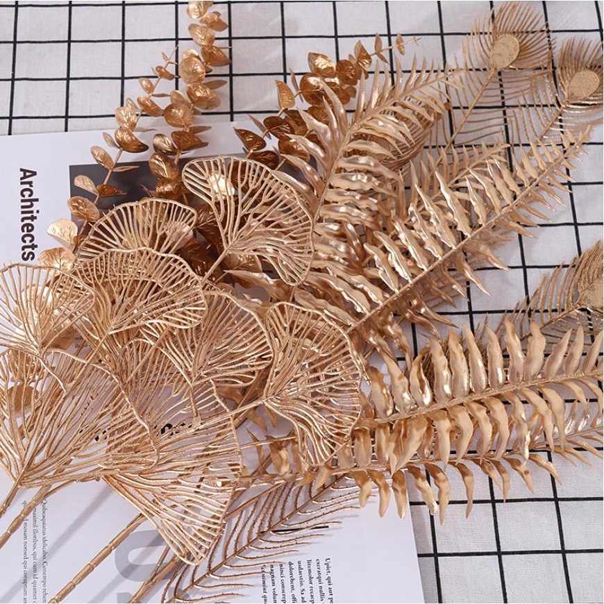 Lá Bạch Đàn Nhân Tạo Màu Vàng Kim Dùng Trang Trí Tiệc Cưới / Giáng Sinh