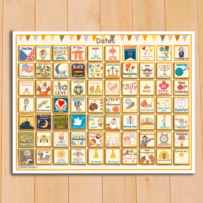 HỌC LIỆU bóc dán Montessori ngày tháng năm thời tiết mùa cho bé - Kids Calendar