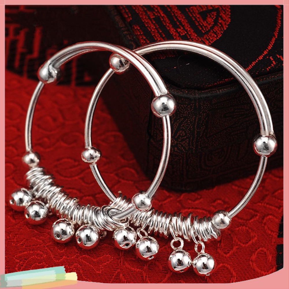 Lắc chân mạ bạc đính chuông xinh xắn cho bé