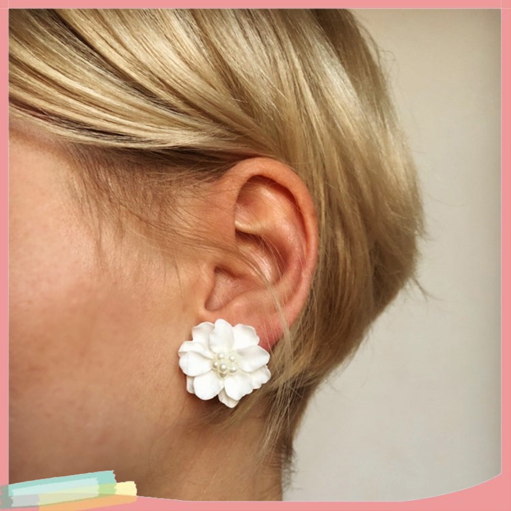 Đôi Khuyên Tai HìNh Hoa ĐíNh HạT NgọC Trai Giả ThờI Trang Cho Nữ