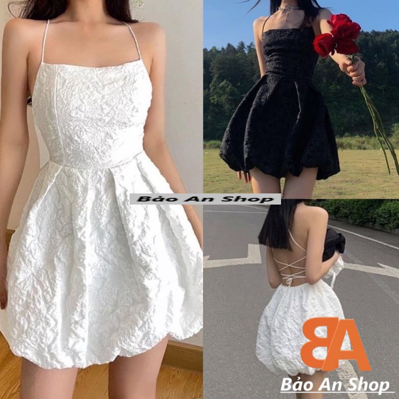 Đầm gấm bí Đan dây lưng (có mút đệm ngực)