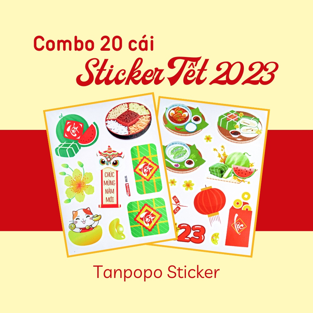 Set sticker TẾT MỪNG XUÂN 2023 chất liệu chống nước dùng trang trí dán vật dụng, decor Bullet Journal - Tanpopo Sticker