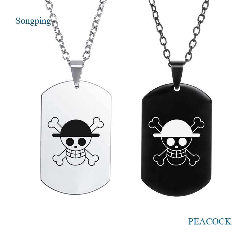 Vòng cổ Mặt Thẻ Bài Bằng Thép Không Gỉ Khắc Chữ One Piece Dành Cho Nam