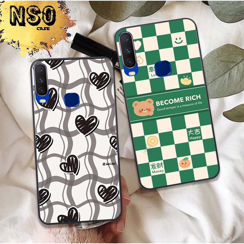 Ốp Vivo Y12  / Y15 / Y17 / Y19 In Hình Họa Tiết Ca Rô Kẻ trái tim đẹp dễ thương Hot Trend 2023