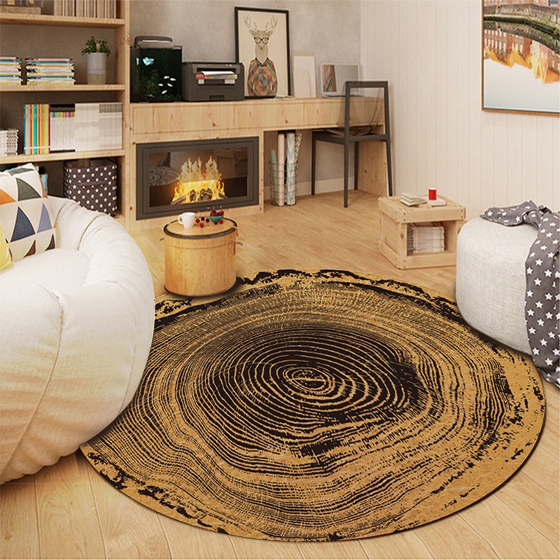 Thảm tròn trang trí hình VÂN GỖ,Thảm Decor,Thảm phòng ngủ,thảm trang trí phòng khách