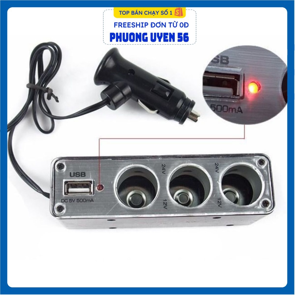 Bộ Chia Sạc Trên Ô Tô Cao Cấp - TS-01 (Đen)