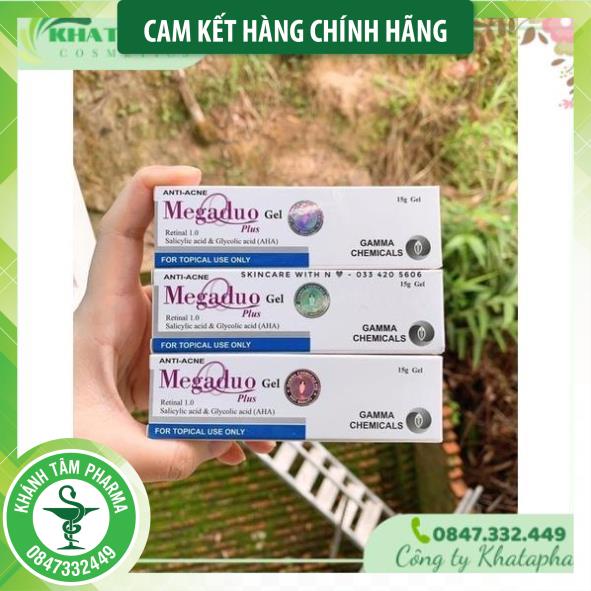 MEGADUO Gel 15g - bản AHA và Plus Retinal 1.0 gel thoa mụn