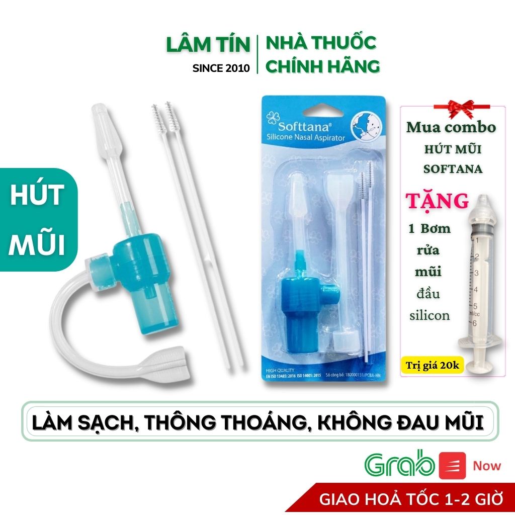 ✅(Chính Hãng) Combo Dụng Cụ Hút mũi Cho Bé Sơ Sinh Và Trẻ Nhỏ Đầu Mềm Chất Liệu Silicone Softtana