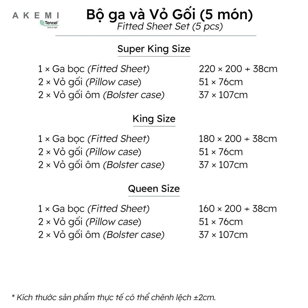 Bộ ga và Vỏ gối Akemi Tencel Modal Ardent, gồm 5 món (King / Queen)