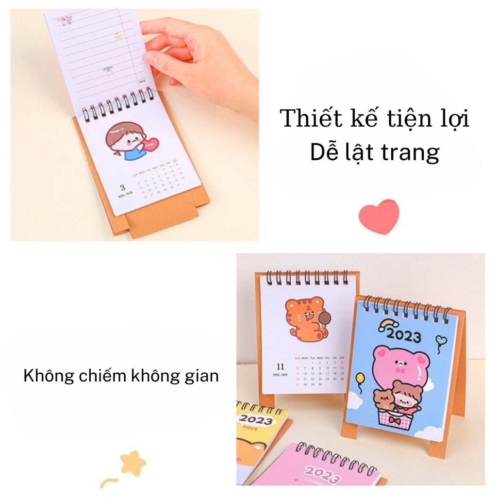 Lịch 2023-2024 Để Bàn Mini Ghi Chú Dễ Thương Cute Timo DD50