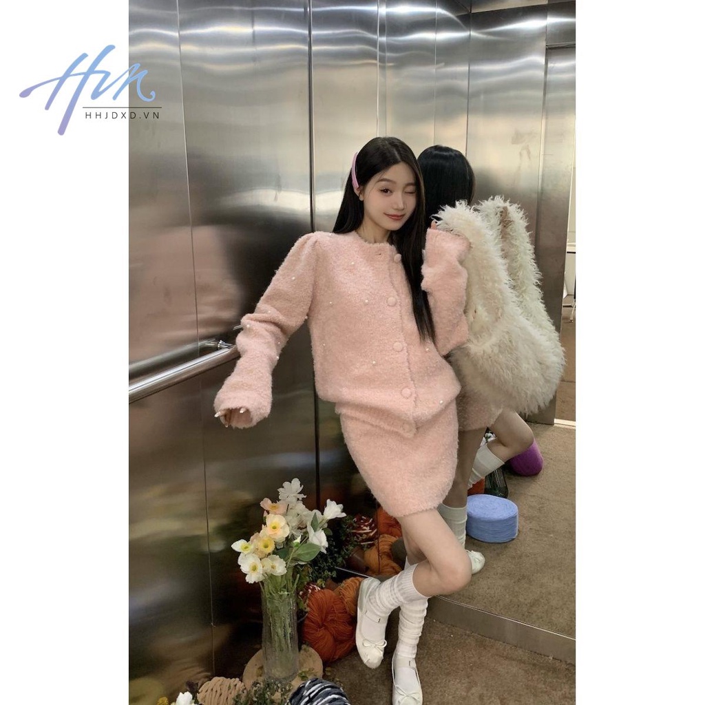 Bộ Áo Khoác Cardigan Dệt Kim Cao Cấp Mềm Mại + Chân Váy Ôm Hông Thời Trang Thu Đông Hàn Quốc 2022 Cho Nữ