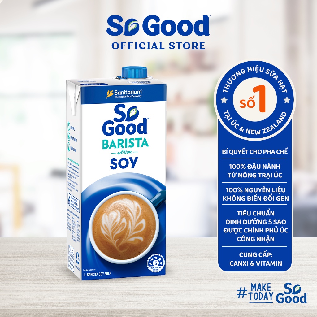 Sữa hạt đậu nành Barista SO GOOD 1L ít béo bổ sung vitamin B12 và canxi thơm ngon dễ uống phù hợp người ăn kiêng