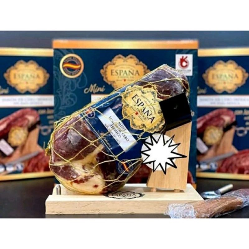 Đùi heo muối mini Jamon Iberico Espana Tây ban nha 1kg lợn đen hảo hạng