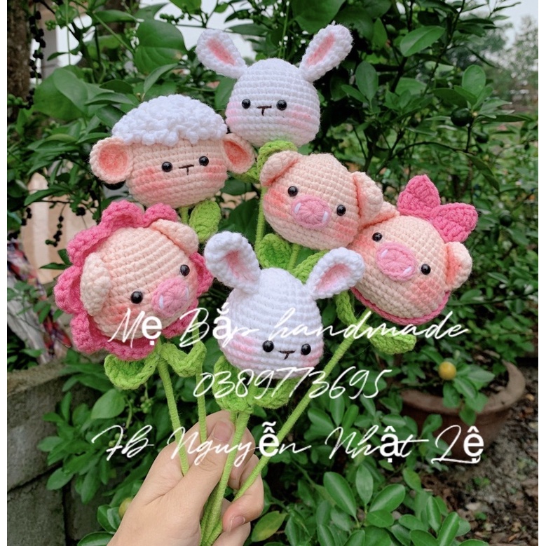 Hoa Len Handmade, hoa len đầu thú, hoa len trái tim, hoa len làm theo yêu cầu ib shop tư vấn