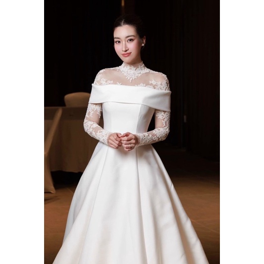 Đầm maxi cưới TRIPBLE T DRESS tay dài ren phối phi sang trọng - size S/M/L - MS255Y