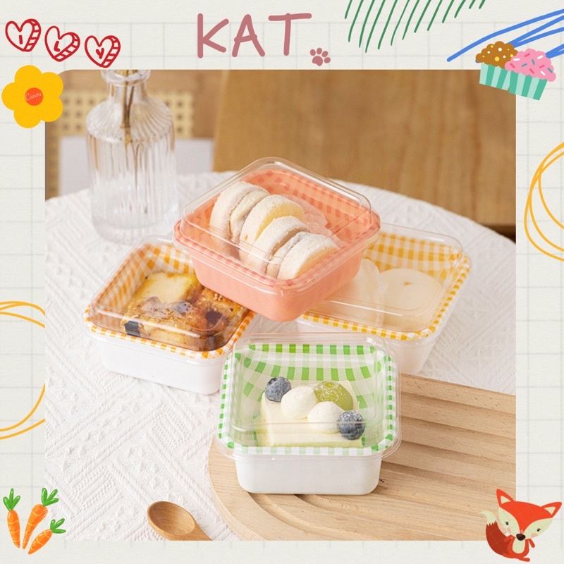Hộp Đựng Bánh Hoạ Tiết Caro Trang Trí Bánh Có Nắp Đậy - KAT Official Store