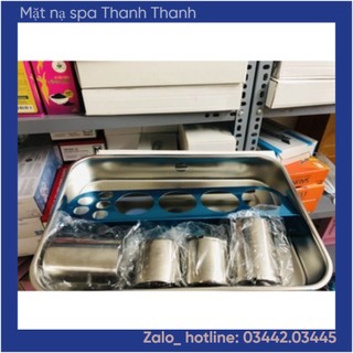 Khay inox 3 ống đựng dụng cụ y tế, spa làm đẹp