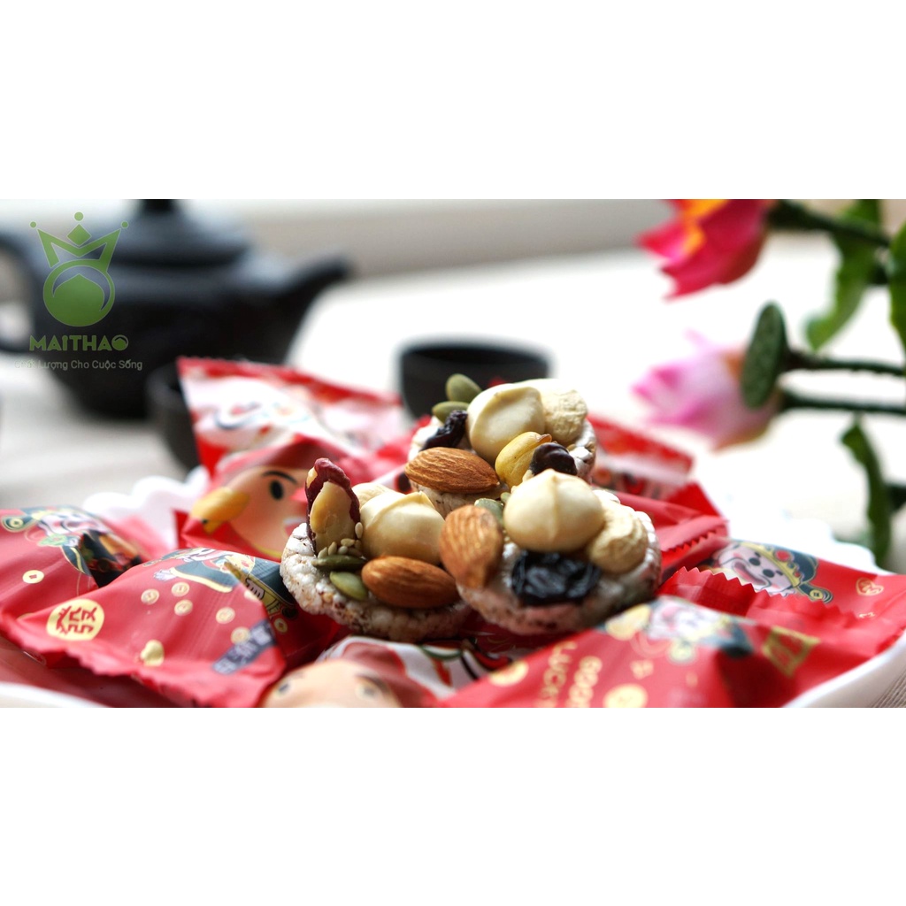 Bánh Macca Mix Hạt Đế Gạo Lứt , bánh mix hạt healthy bánh gạo lức ăn kiêng, thanh hạt gạo lứt ăn sáng