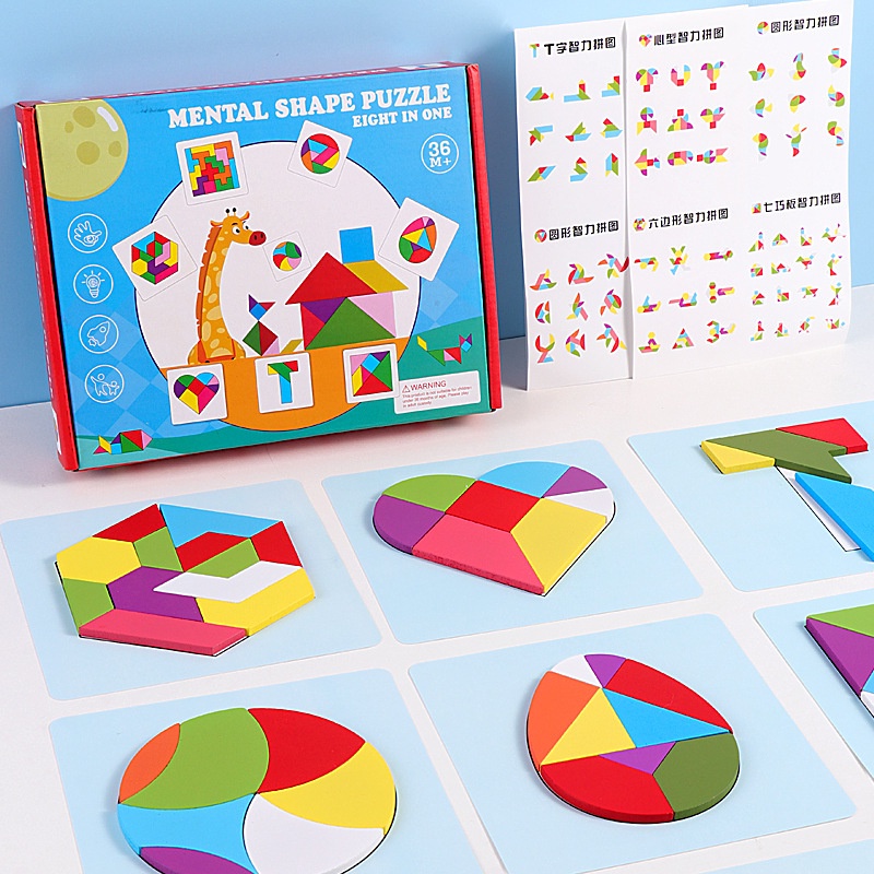 Khối Xếp Hình Puzzle Block 68 Chi Tiết Bằng Gỗ Đồ Chơi Cho Bé