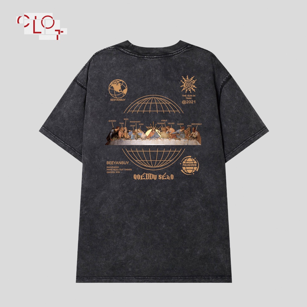 CLOT Áo thun tay lỡ unisex bigsize vintage thời trang nữ áo phông nâu ulzzang 100%cotton