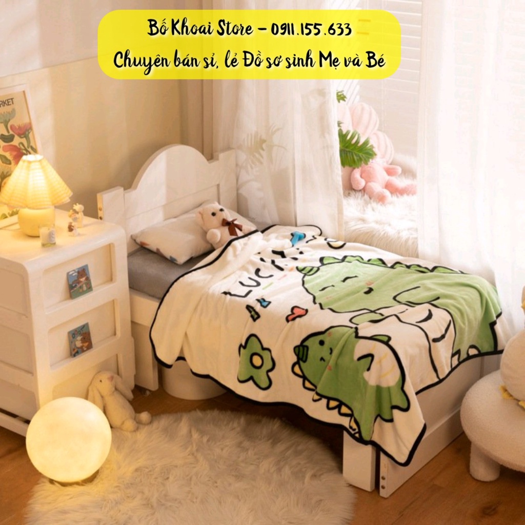 Chăn lông tuyết 4 mùa hàng đẹp 1m x 1m4 - Chăn băng nhung siêu mềm mịn cho bé - Bố Khoai Store