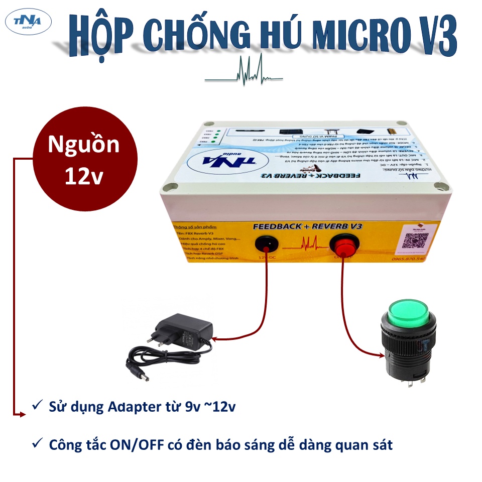 Hộp Chống Rú Rít Micro Có Kèm Reverb V3 Phiên Bản Cắm Ngoài | Chống Hú Reverb V3 Tâm Nam 2023