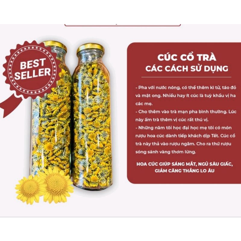 Cúc trà cổ hữu cơ karose (giảm stress, ngủ sâu) ( lọ 550 bông phá được 55 cốc trà )