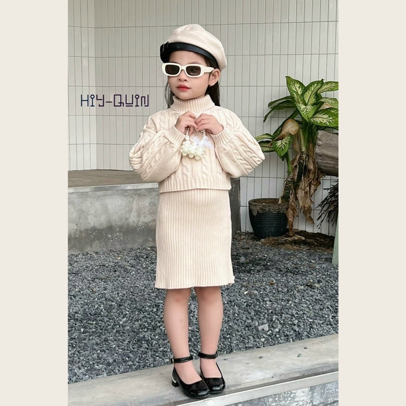 Set Len Thừng 2 Chi Tiết, Áo Cổ Lọ Và Váy 2 Dây