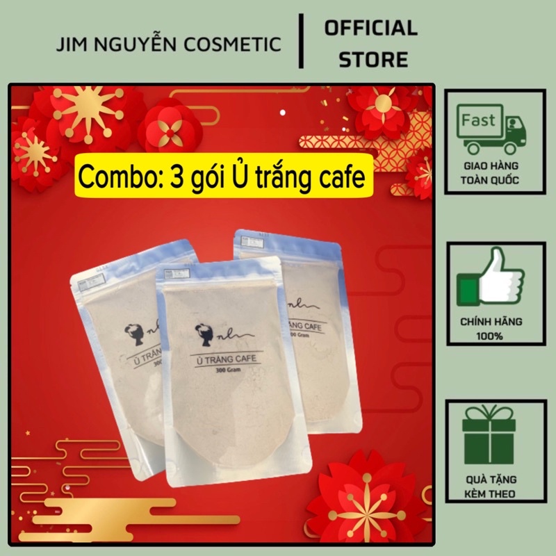 Set 3 gói Ủ trắng cafe gói 300g (chính hãng + tặng quà)