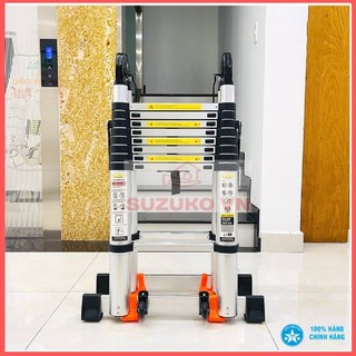 Thang nhôm rút xếp đôi chính hãng phiên bản pro 2 bánh xe