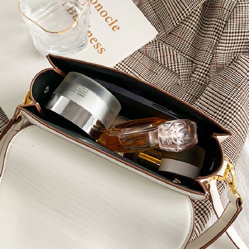 MISCHA Túi Đeo Chéo Vai Bằng Da PU Màu Trơn Thời Trang Phong Cách Phương Tây