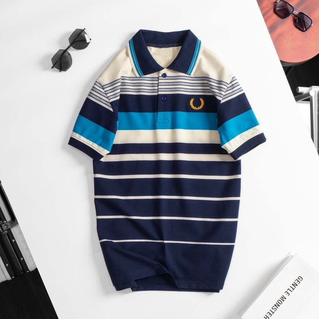 Áo thun POLO nam sọc ngang trung niên có cổ bẻ vải cá sấu cao cấp Nexx&amp;Dee PL33