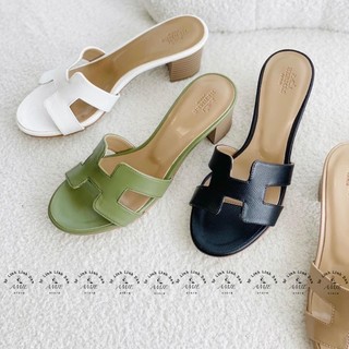 Guốc Quai Chữ H Gót Vuông Vân Gỗ