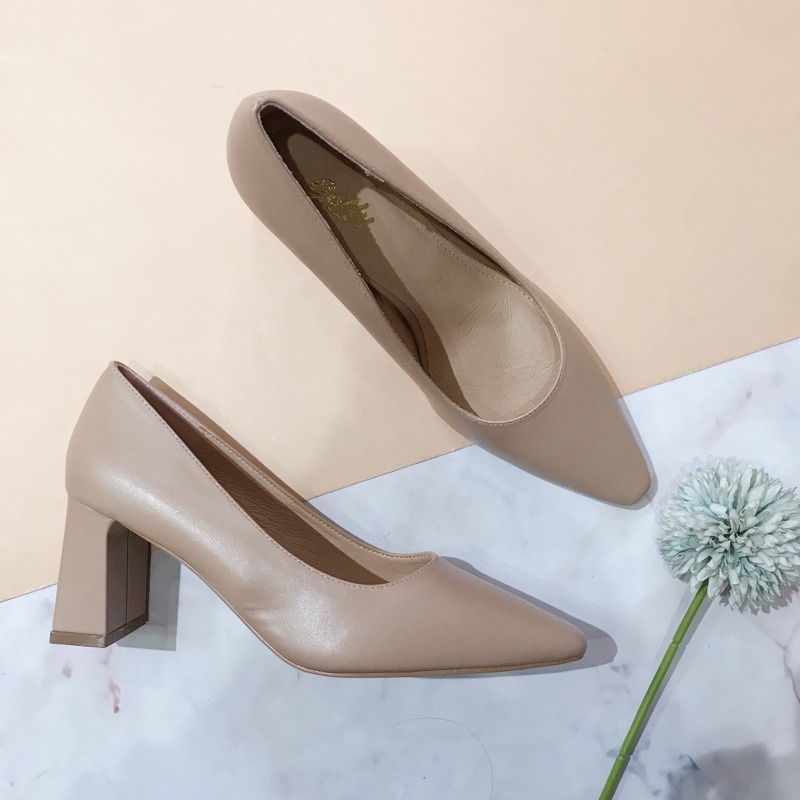 Giày cao gót công sở 7 phân đế vuông gót vuông da mềm đế êm nhẹ