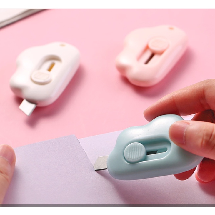 (Dao Bén Không Gỉ) Dao Rọc Giấy Mini Hình Đám Mây Màu Pastel