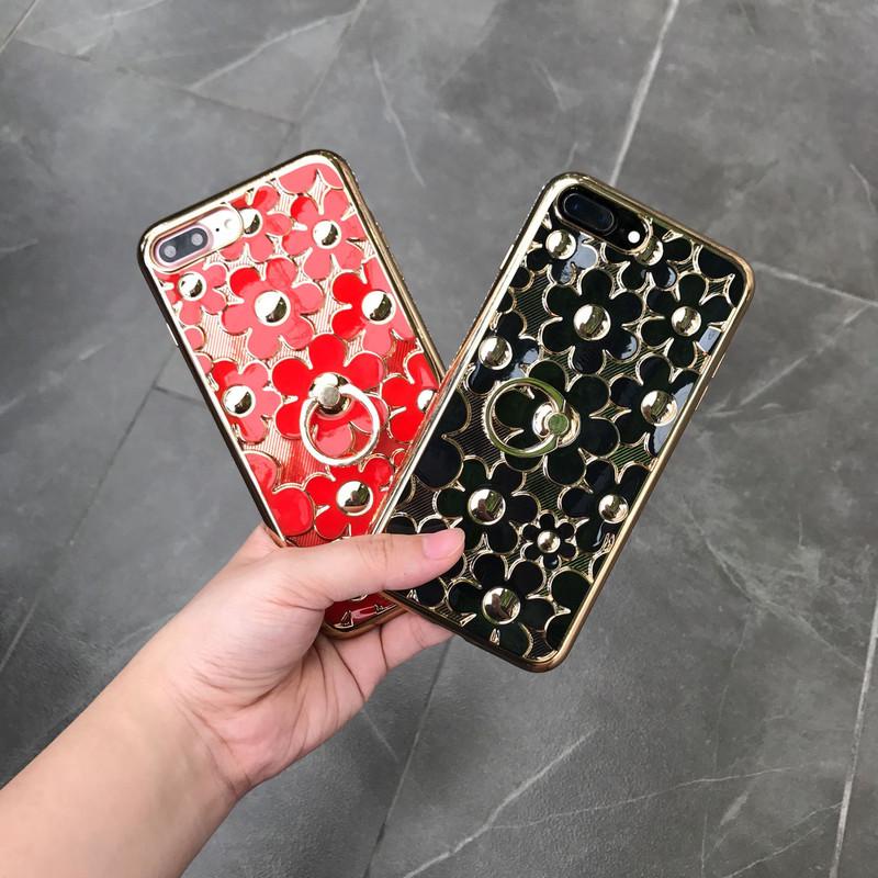 Ốp lưng Shengo viền đá hoa daisy viền đá kèm nhẫn IPhone 6 - Iphone 6 Plus/7/8/7 Plus/8 Plus