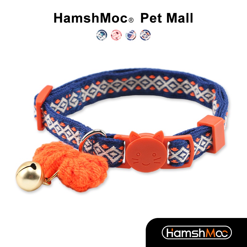 HamshMoc Vòng Cổ Nhẹ Mềm Mại Thoải Mái Bền Bỉ Có Chuông Và Nơ Dễ Thương Có Thể Điều Chỉnh Cho Thú Cưng / Mèo / Thỏ