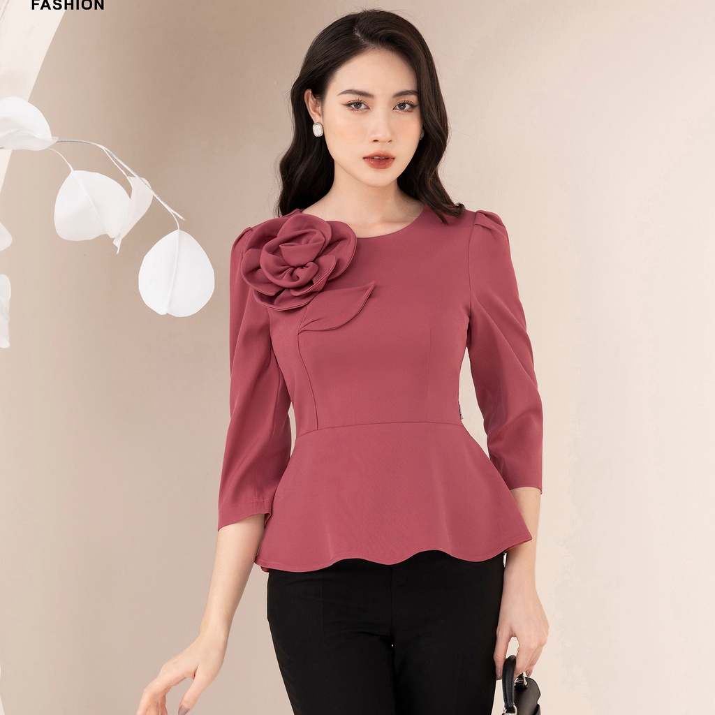 Áo Peplum Tay Bồng UK FASHION Thiết Kế Tôn Dáng Sang Trọng Chất Vải Nhập Hàn Cao Cấp NKSM2210003
